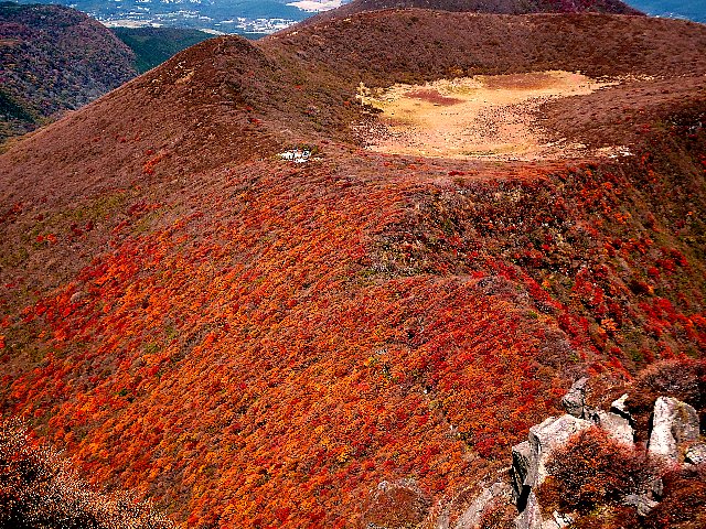 大船山の山頂から臨む段原の紅葉